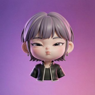 平行世界人设阿梨：紫灰短发甜酷女孩头像